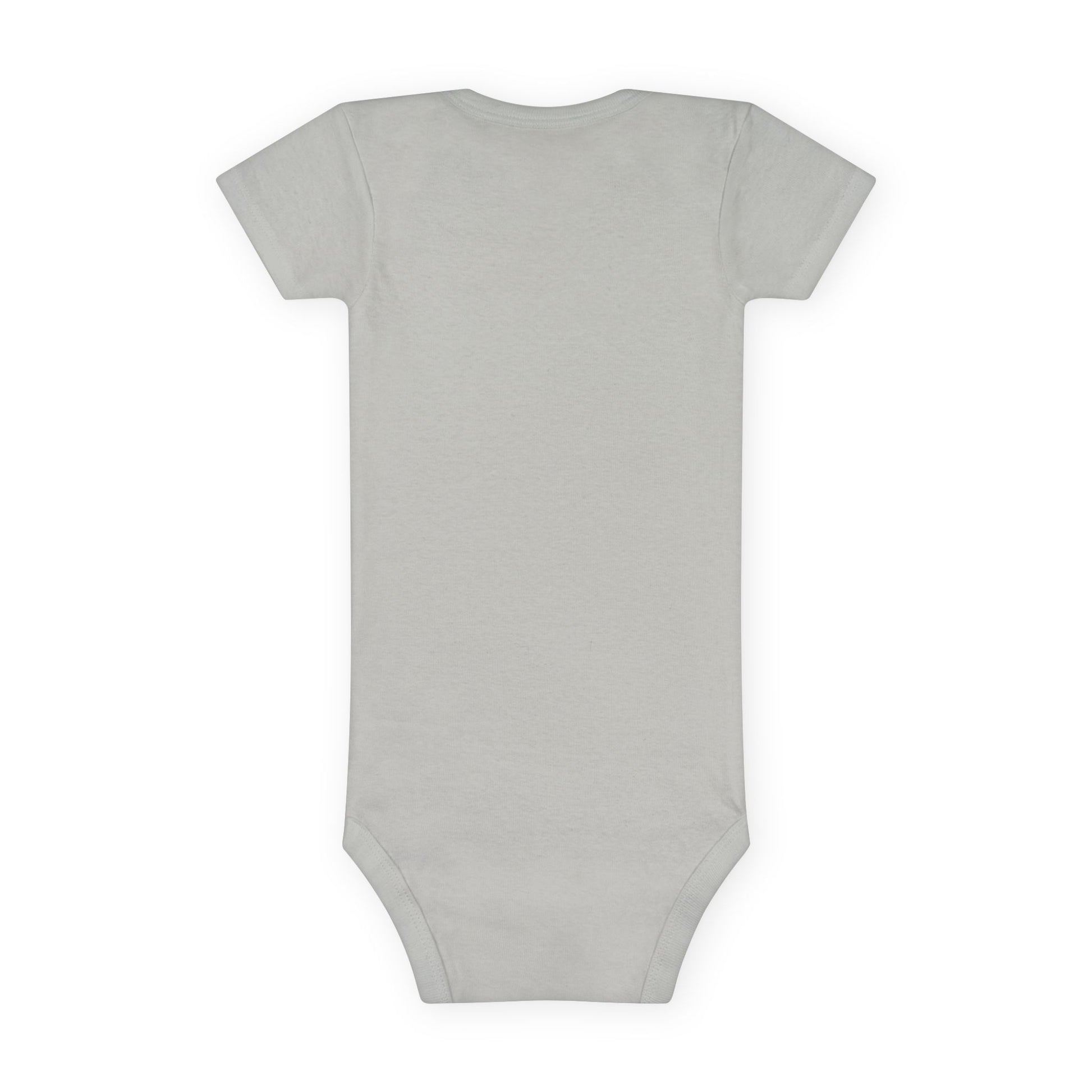 Toddler boy wearing gray No Wake Zone Onesie with nautical boat graphic
