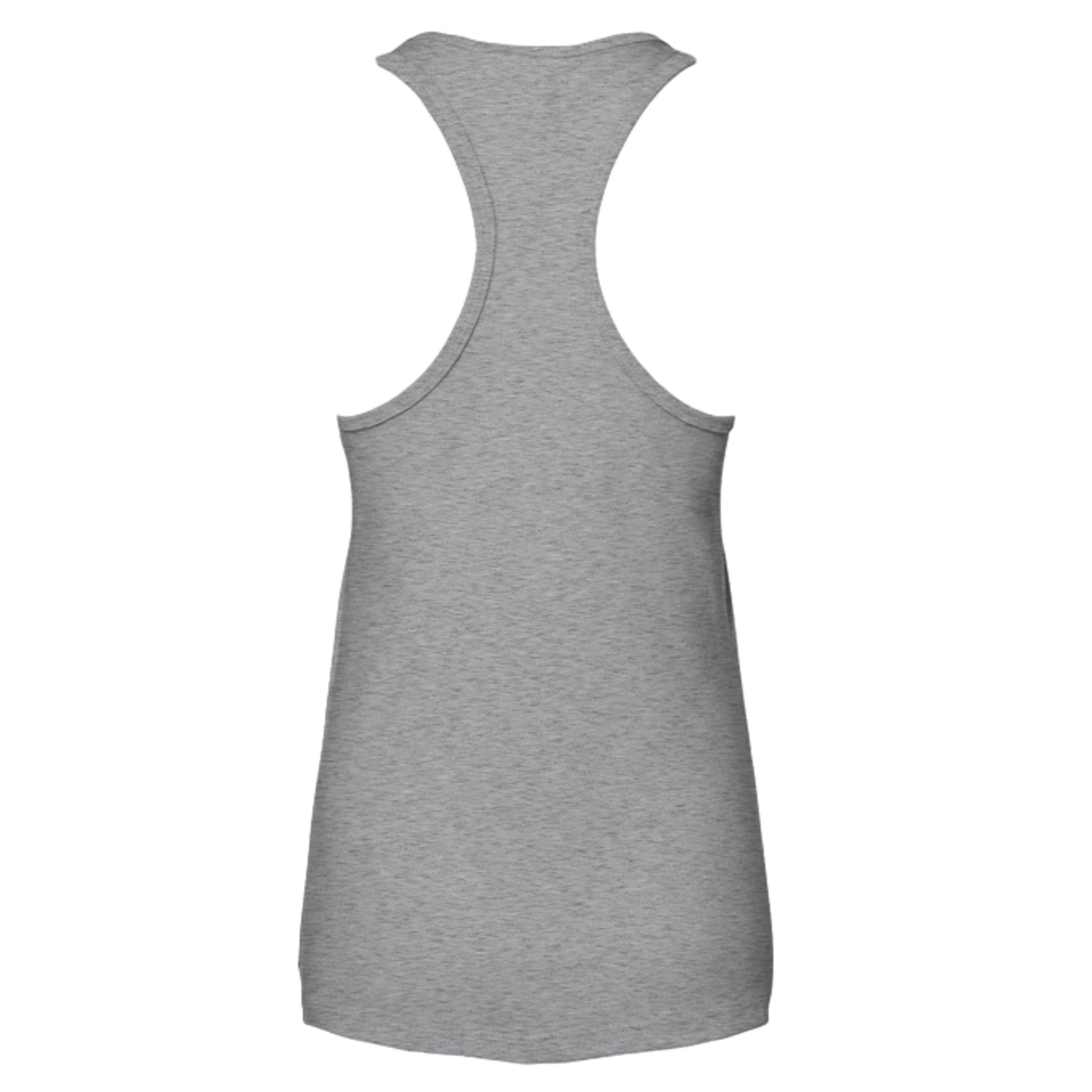 Athletic heather grey Golden Hour tank top, back flat lay, blank