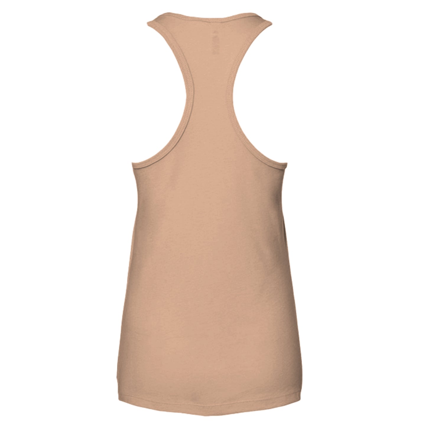 Sunset Apres Sea tank top, back flat lay, blank