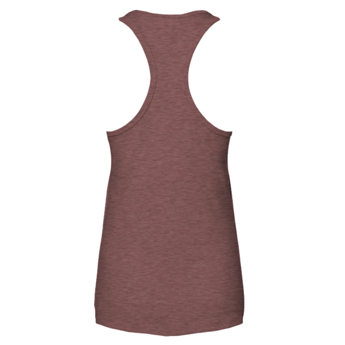 Heather mauve Great South Babe tank top, back flat lay, blank